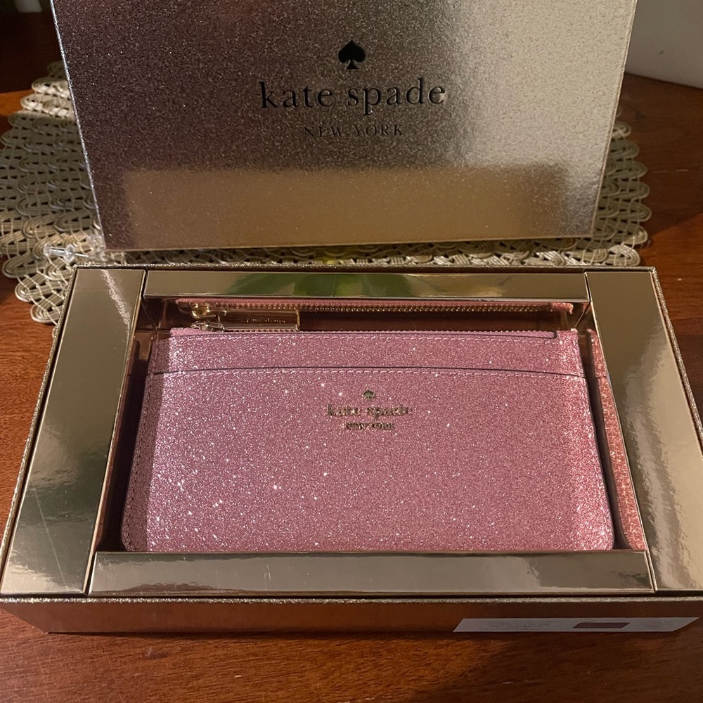 Kate Spade Pink Glitter Wristlet Wallet - Picture 6 of 7